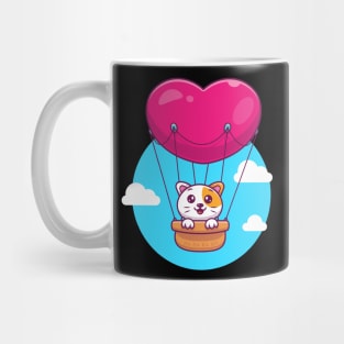 Cat in hot air ballon cartoon Mug